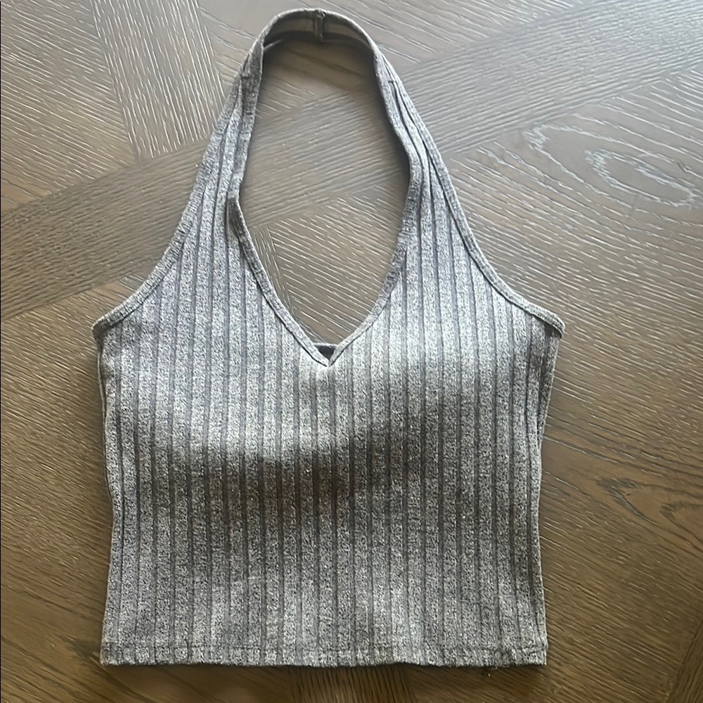 Gray Hollister Ribbed Halter Top